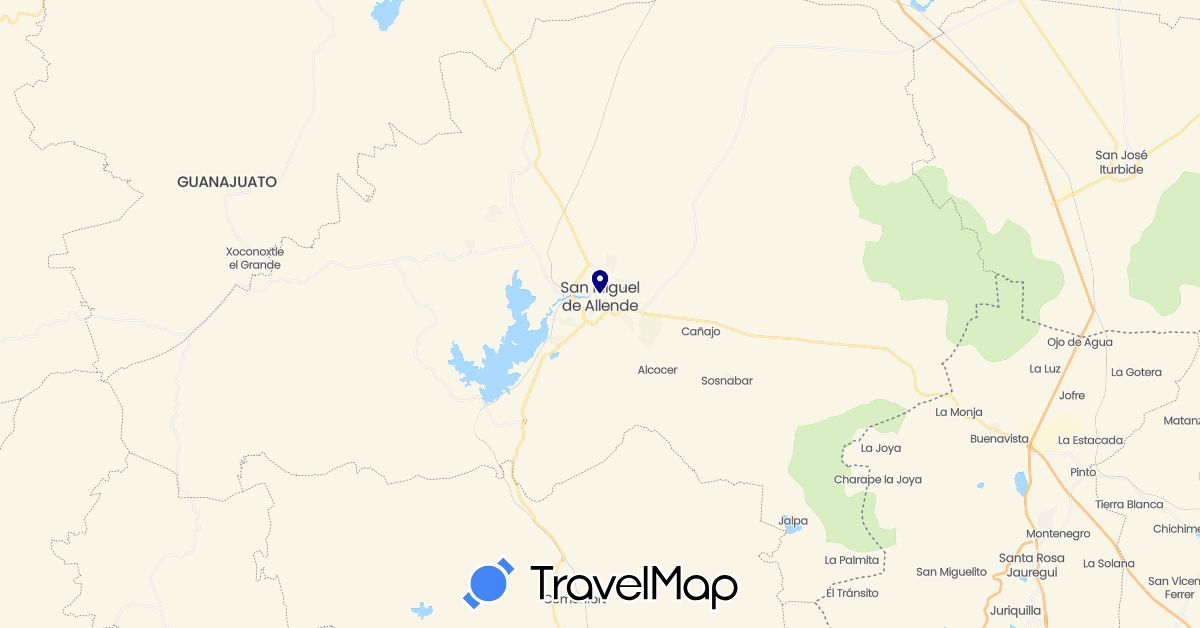 TravelMap itinerary: driving in Mexico (North America)
